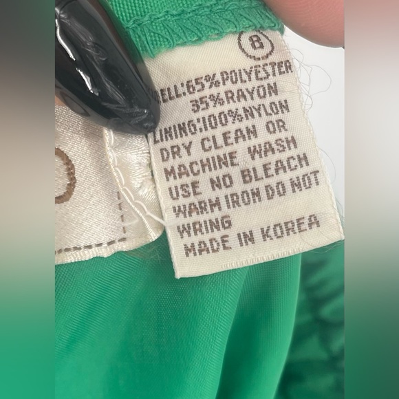 1980s Green Button Front A-line Casual Skirt High Rise Waist With Patch Pockets - Picture 9 of 9